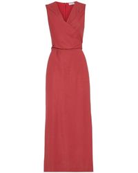 Brunello Cucinelli - Wrap Effect Linen Dress - Lyst