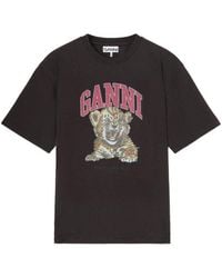Ganni - Printed Cotton T-Shirt - Lyst