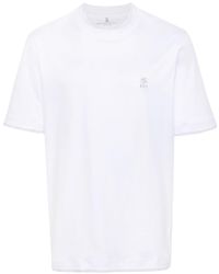 Brunello Cucinelli - Embroidered-logo Cotton T-shirt - Lyst