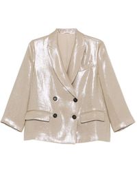 Brunello Cucinelli - Linen Double-Breasted Jacket - Lyst