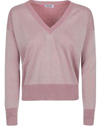 Base London - Cotton Blend V-neck Sweater - Lyst