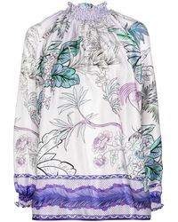 F.R.S For Restless Sleepers - High Neck Printed Silk Blouse - Lyst