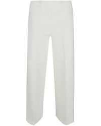 Avenue Montaigne - Cropped Frayed Denim Trousers - Lyst