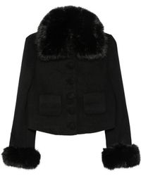 Self-Portrait - Self-Portrait Faux-Fur Trim Jacket - Lyst