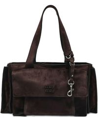 Miu Miu - Utilitaire Suede Leather Tote Bag - Lyst