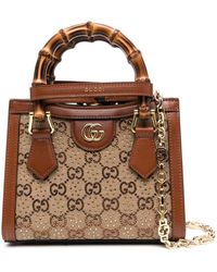 Gucci - Diana Crystal Mini Tote Bag, , Gg Canvas - Lyst