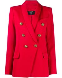 Balmain Blazer doppiopetto in lana - Rosso