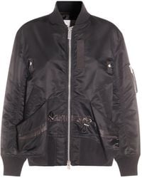 Sacai - Jacket With Ruffled Hem And Adjustable Drawstring Waist - Lyst