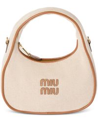 Miu Miu - Wander Canvas And Leather Small Hobo Bag - Lyst