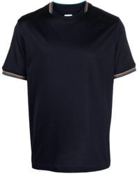 Paul Smith - Striped-trim Cotton T-shirt - Lyst