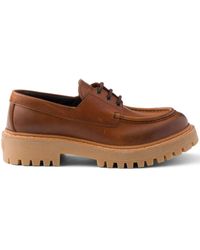 Prada - Lace-Up Leather Loafer - Lyst