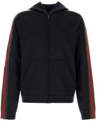 Gucci - Web Detail Cotton And Silk Hoodie - Lyst