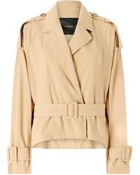 Pinko - Short Cotton Trench Coat With Belt - Lyst