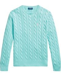 Ralph Lauren - Cable Knit Sweater With Logo - Lyst