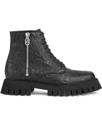 Gucci - GG Leather Boot - Lyst