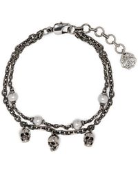 Alexander McQueen - Skull Pearl Pavé Bracelet - Lyst