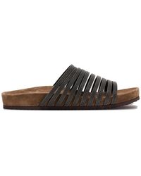 Brunello Cucinelli - Leather Flat Sandals - Lyst