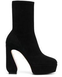 SI ROSSI - Stretch Suede Heel Ankle Boots - Lyst