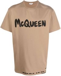 Alexander McQueen Logo-print Short-sleeve T-shirt - Natural