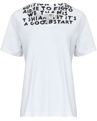 MM6 by Maison Margiela - V-Neck T-Shirt With Stamp-Effect Graphic Print - Lyst