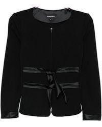 Emporio Armani - Bow-Detail Collarless Jacket - Lyst