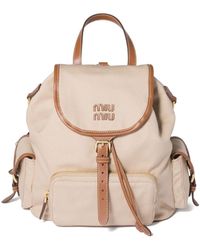 Miu Miu - Canvas And Leather Large Backpack - Lyst