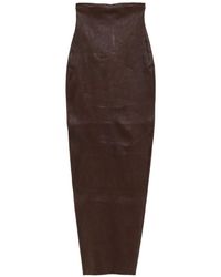 Rick Owens - Leather Long Skirt - Lyst