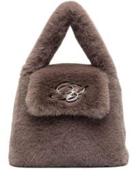 Blumarine - Faux Fur Mini Bag With Flap And Logo - Lyst