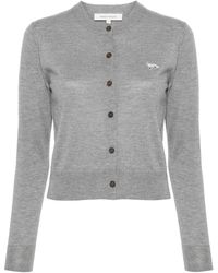 Maison Kitsuné - Wool Cardigan With Logo Embroidery - Lyst