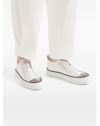 Brunello Cucinelli - Slip On Sneakers With Shiny Toe - Lyst
