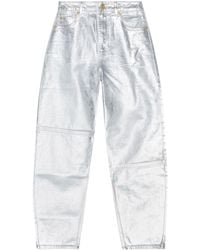 Ganni - Jeans affusolati metallizzati - Lyst
