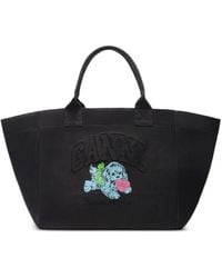 Ganni - Xxl Logo-Embellished Canvas Tote Bag - Lyst