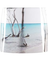 Prada - Printed Leather Mini Skirt - Lyst