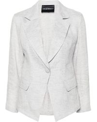 Emporio Armani - Linen Single-Breasted Blazer Jacket - Lyst