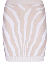 Balmain - High Waist Zebra Print Knit Short Skirt - Lyst