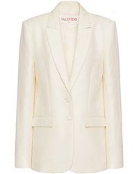 Valentino - Toile Iconographe Wool And Silk Blend Blazer Jacket - Lyst