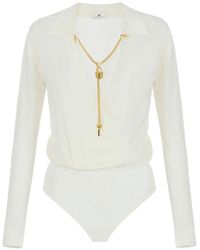 Elisabetta Franchi - Chain-Link Wrap Bodysuit - Lyst
