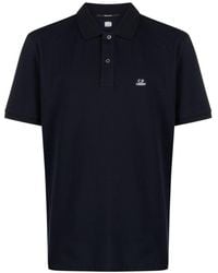 C.P. Company - Embroidered-logo Piqué Polo Shirt - Lyst