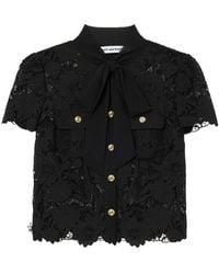 Self-Portrait - Tie Neck Lace Top - Lyst