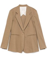 Alysi - Linen Blend Single-Breasted Blazer Jacket - Lyst