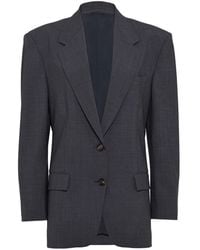 Brunello Cucinelli - Tropical Wool Jacket With Shiny Details - Lyst