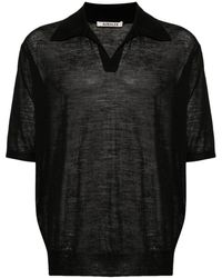 AURALEE - Mélange Wool-blend Polo Shirt - Lyst