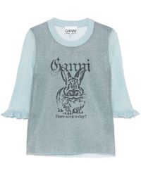 Ganni - Lurex Knit Bunny Top - Lyst