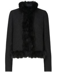 Fendi - Shearling Trim Wool Jacket - Lyst