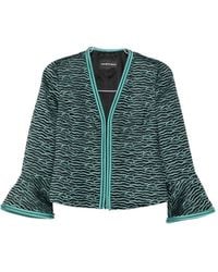Emporio Armani - Textured Ruffled-Sleeve Jacket - Lyst