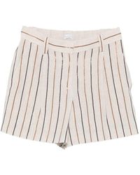 Brunello Cucinelli - Striped Linen Shorts - Lyst