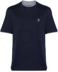 Brunello Cucinelli - T-shirt a strati con ricamo - Lyst