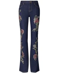 Tory Burch - Embroidered Denim Jeans - Lyst
