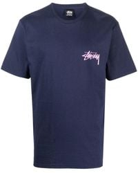 Stussy Logo Print T-shirt - Blue