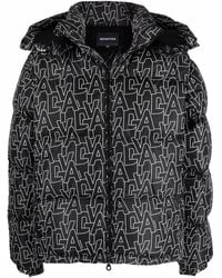 Duvetica Monogram-patterned Puffer Jacket - Black